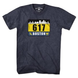 Chowdaheadz 617 Boston Race Bib T-Shirt - Unisex Vintage Tee Soft Cotton Blend