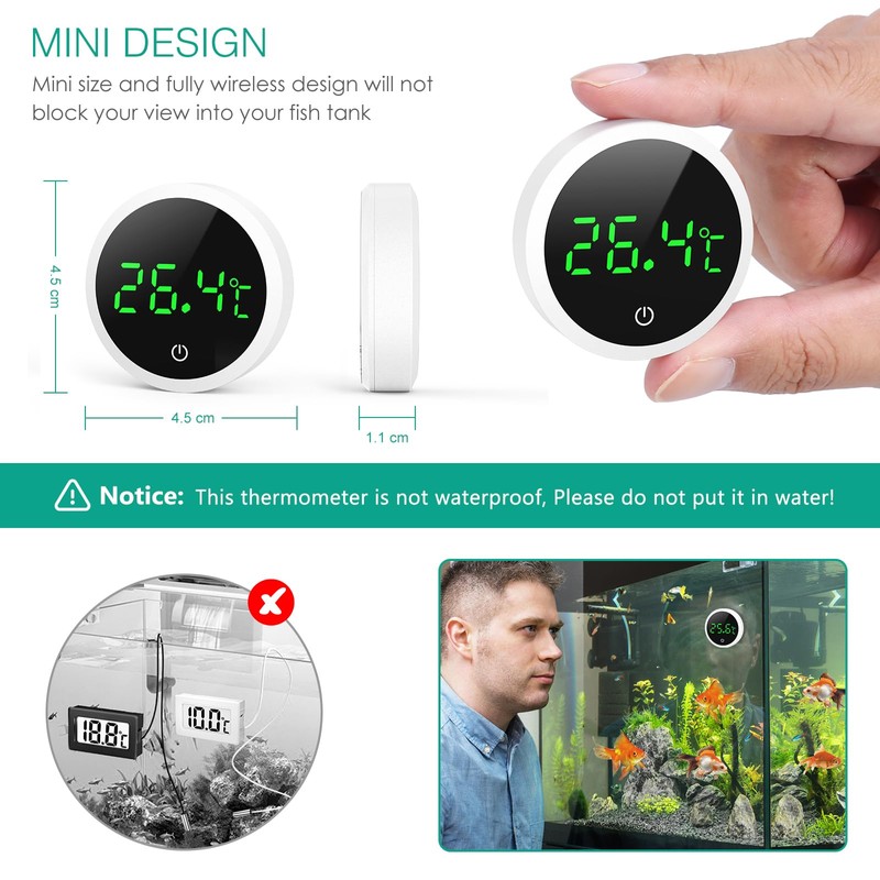 ORIA Digital Aquarium Thermometer, Fish Tank Thermometer with Touch Screen,