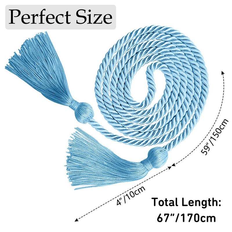 Graduation Honor Cords 2025 Light Blue Yarn Cords with Tassels