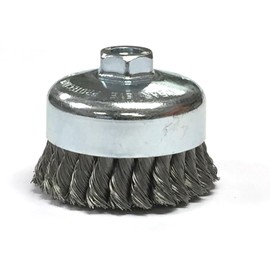 Benchmark Abrasives 4" Knot Wire Cup Brush for Narrow Holes Derusting Paint Removal Deburring Ferrous Metals Concrete, Wire End Brush for Angle Pneumatic Grinder - Carbon Steel (Pack of 2)