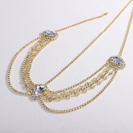 Missgrace Silver Women Wedding Headband Rhinestone Head Chain Bridal Headpieces Bridal Forehead Chain Wedding Hair Accessories for Women, Large, alloy, No Gemstone