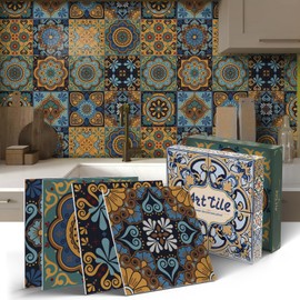 BUYBLIFE Peel and Stick Backsplash for Kitchen, Self Adhesive Tile Decals Mexican Waterproof Tile Stickers for Bathroom Cabinets DIY Home Decor (12 Sheets 6x6 inches)