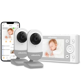 Chillax Daily Video Baby Monitor - WiFi Smart Baby Monitor with Two Cameras & Parent Unit,App Support,HD Camera, Privacy Protection WiFi ON/Off Switch, 2-Way Audio,Night Vision,Cry Detection