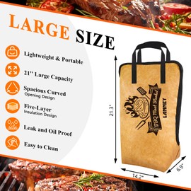 LANNEY BBQ Blanket for Resting Meat, 21'' Reusable Grilling Insulated Meat Resting Bag with Wide Mouth for Brisket Turkey Pork Shoulder Beef Men Dad Christmas Stocking Stuffers Gift Smoker Accessories