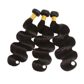 Huarisi 10A Body Wave Human Hair Bundles 10 12 14 Inch Unprocessed Brazilian Hair Body Wave 3 Bundles Real Hair Weaves Extensions Double Weft Natural Colour Sew in Weaving