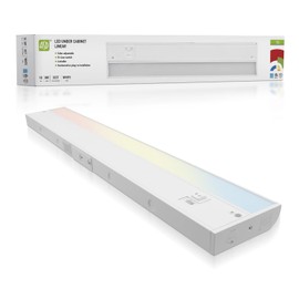 ASD LED Under Cabinet Lighting 18 Inch, Hardwired or Plug-in Installation, 2700K/3000K/4000K, Hi/Low Switch, Linkable Kitchen Under Counter Lighting, Dimmable, ETL & Energy Star, White Finish