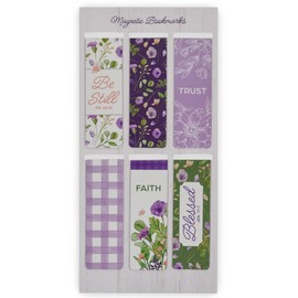 Christian Art Gifts Colorful Inspirational Magnetic Scripture Bookmark Set for Women: Blessed, Inspirational Bible Verses, White, Purple, Green, Pink Floral Theme for Books, Bibles, Papers, Set of 6