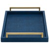 XIGEXIGE Navy Blue Decorative Serving Tray, Shagreen Leather Coffee Table