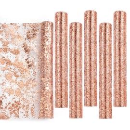 BDDC 6 Pieces Rose Gold Table Runner, 11"x108" Glitter Foil Metallic Thin Mesh Table Runner Decor Rolls, Gold Centerpieces Table Decorations for Party Wedding Christmas Thanksgiving Valentine