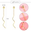 Spiral Dangle Earrings 925 Sterling Silver Long Tassel Chain Threader