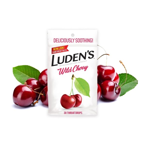 Luden's Throat Drops, Wild Cherry, 12 Bags of 30 drops