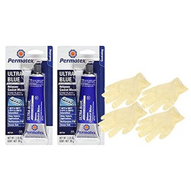 Permatex Ultra Blue RTV Silicone Gasket Maker (3 oz.) Bundle with Latex Gloves (6 Items)