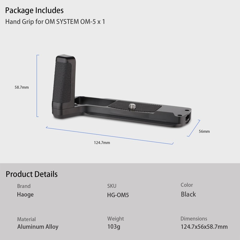 Haoge HG-OM5 Camera Bracket Holder Hand Grip for OM System