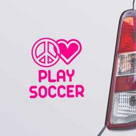 Custom Brother - Peace Love Play Soccer Pink Color Car Laptop Wall Bumper Decal Sticker, DesI95