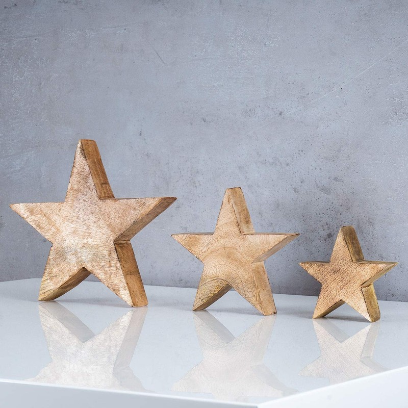 levandeo Wooden Star Mango 14 cm Mango Wood Brown Natural