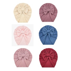 ZURLEFY 6 sombreros elásticos para bebé, turbante para bebés y niñas, sombrero recién nacido con lazos para niñas, gorras de bebé, sombrero de bebé, 20, 12 meses