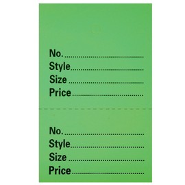 1000 UNSTRUNG Green Perforated Clothes/Garment Reference Stock Ticket/Tags/Labels P