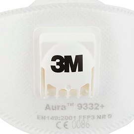 3M 3M™ Aura™ Particulate Respirator, FFP3, Valved, 9332+, 10 Masks per Pack