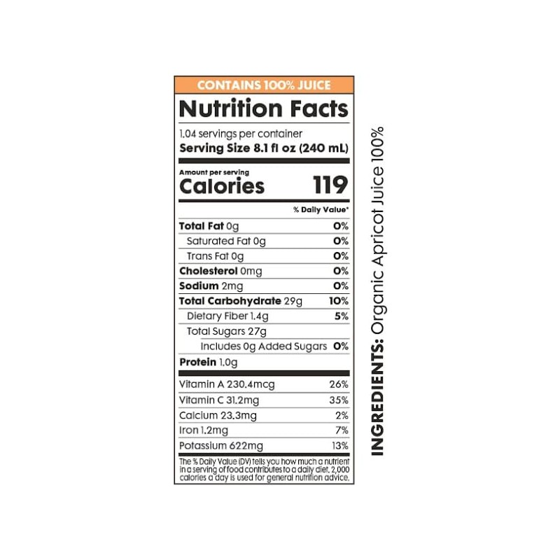 Pomona Organic Apricot Juice, Cold Pressed USDA Organic Juices, 100%