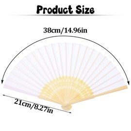 3 pcs White Folding Fans, Foldable Imitated Silk Hand Fan, Chinese Japanese Fabric Bamboo Handheld Folded Fan, Women Bridal Dancing Props Wedding Party Favors for Dancing Party Festival Summer DIY