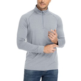 TACVASEN 1/4 Zip Pullover Mens Long Sleeve Golf Jumper Half Zip Gym Top Quick Dry Running Top UPF50+ Light Grey,L