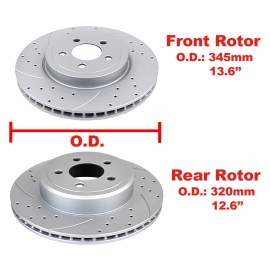 Autopartspconline AWD 345mm Front Rear Brake Rotors Ceramic Pad for DODGE Charger CHRYSLER 300