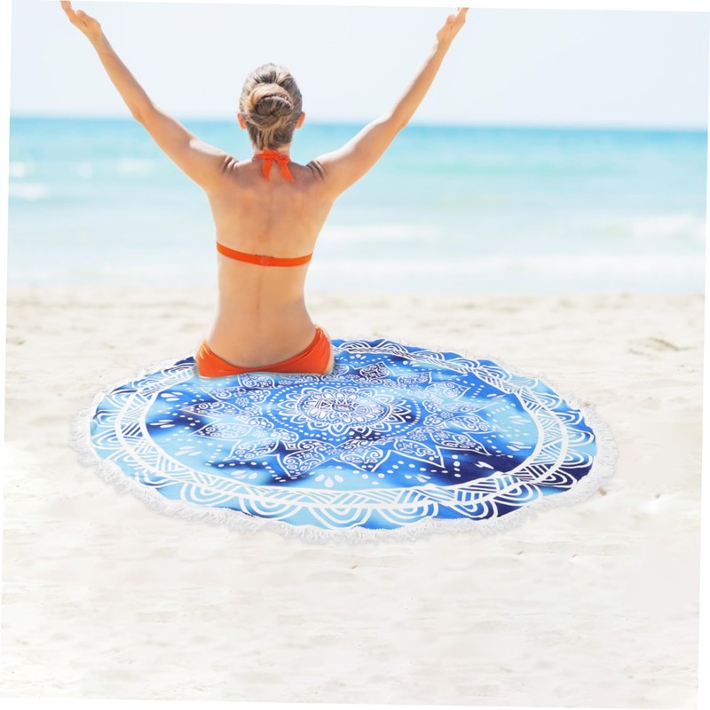 WHAMVOX Printed Beach Towel Fun Round Microfiber Towel for Beach