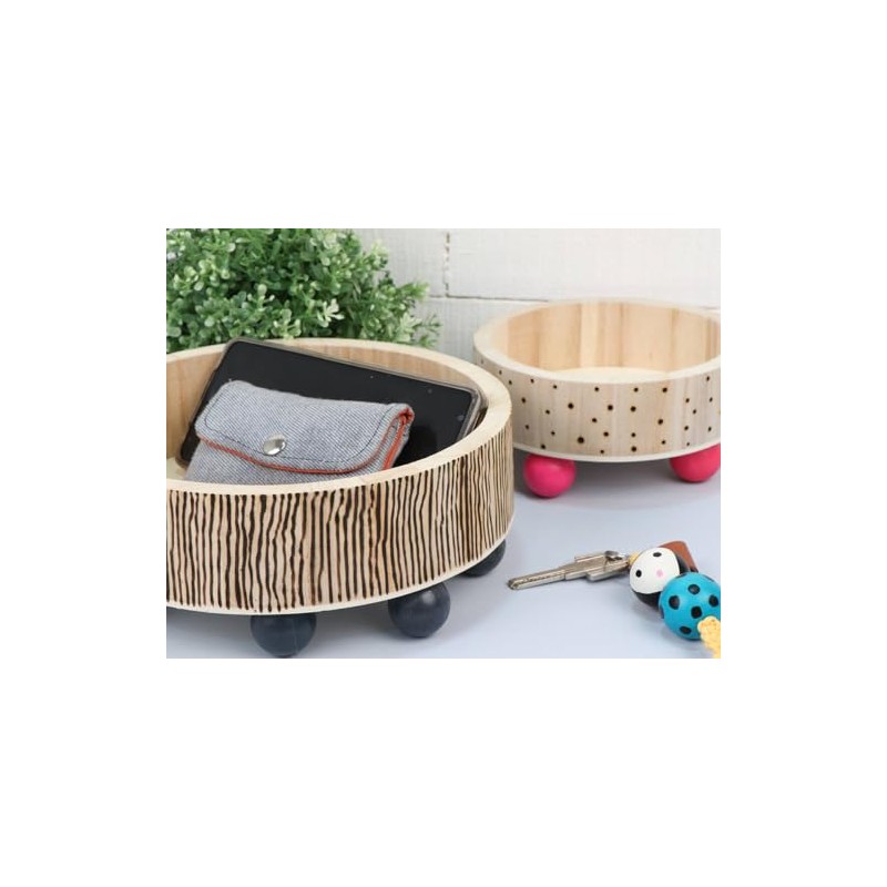 Balsa Wood Round Tray, Medium, 22 x 5.5 cm