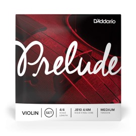 D'Addario D'Addario Prelude Violin String Set, 4/4 Scale, Medium Tension C J810 4/4M - Solid Steel Core, Warm Tone, Economical and Durable C Educator's Choice for Student Strings C 1 Set