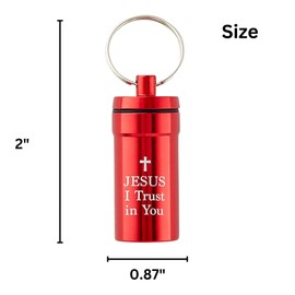 Needzo Pill Holder for Purse, Keychain Accessories, Jesus I Trust in You, 0.87x2 Inches