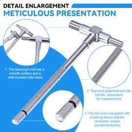 Ciltlurk 6Pcs Telescoping Gauge Set Bulk, 5/16" - 6" Range - Smooth Action T Bore Hole Gauges with Lock, High Precision Telescopic Bore Gauge T-Gage Set, Complete Measurement Kit Includes Pouch