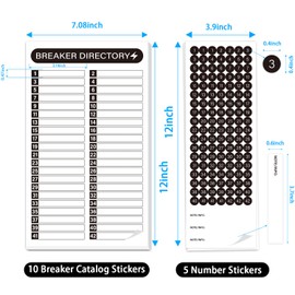 STARLIBOO 16 Sheets Breaker Panel Labels, Electrical Box Sticker Numbers Breaker Panel Labels, Waterproof Durable Self-Adhesive Electrical Stickers- Black