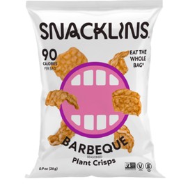 SNACKLINS SNACKLINS Plant Based Crisps BARBEQUE - Only 90 Calories Per Bag, Gluten Free, Grain Free, 100% Kosher For Passover, Vegan Healthy Snacks, Crunchy Puffed Snack - .9oz Bag (Case of 12)