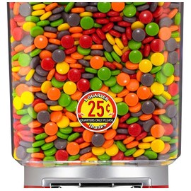 Price Sticker for Gumball Candy Vending Machines .25 Cent - 1 Quarters Price Decal, Round Vending Labels 1.50" Diameter, Vinyl, Inside Mount, 1 Coin Each Side - Bulk Vending Supplies - (24 Pc)