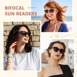 EASY READ 2 Pack Cateye Bifocal Reading Sunglasses for Women,Fashion Outdoor Sun Readers UV Protection(Magnification 2.75, Black/Brown)