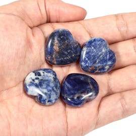Lovionus89 25 mm Heart Love Crystal and Healing Stones Carved Chakra Reiki Balancing Energy Stone for Jewellery Making, Sodalite