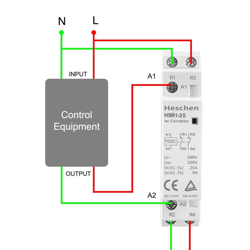 Heschen Household AC Contactor HSR1-25 2 Pin Normally Closed AC