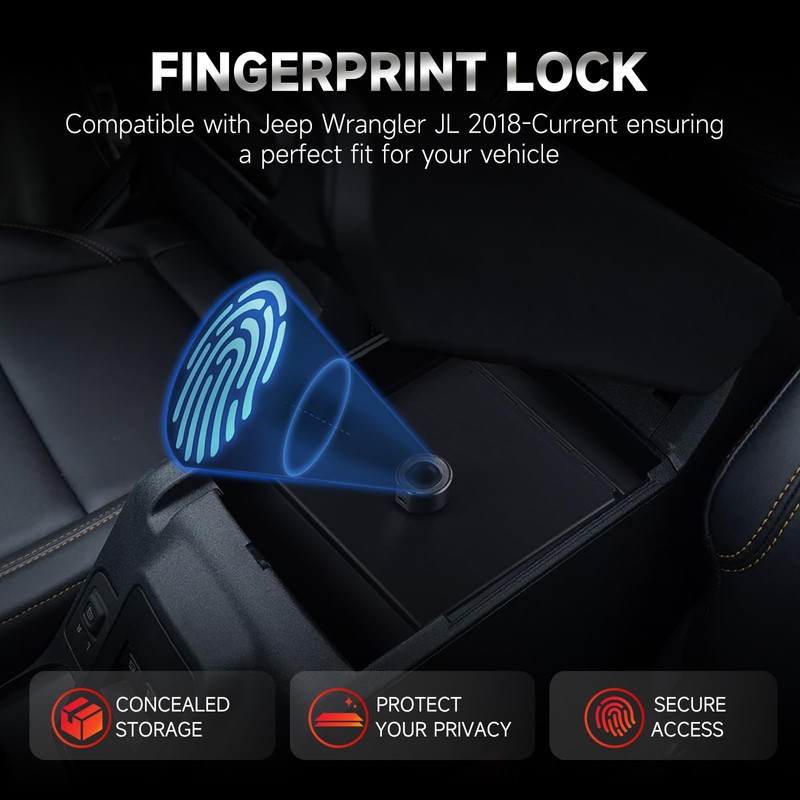 Kolasina Center Console Safe Vault Safe Box with Fingerprint Lock