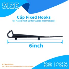 Air Jade Clip Fixed Hooks for Plastic Mesh Gutter Guards, Pack of 30 Clip Fixing Hooks Spare Installation Accessory, Fit 4", 5", 6" Plastic Gutter Guards, Easy Installation