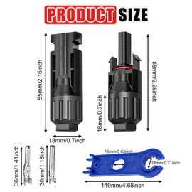 30 Pairs Solar Connectors: Male/Female Solar Panel Plug Solar Panel Cable Connector Photovoltaic Connector IP67 Waterproof Solar Connector Cable Connector with 2 Pieces Wrench