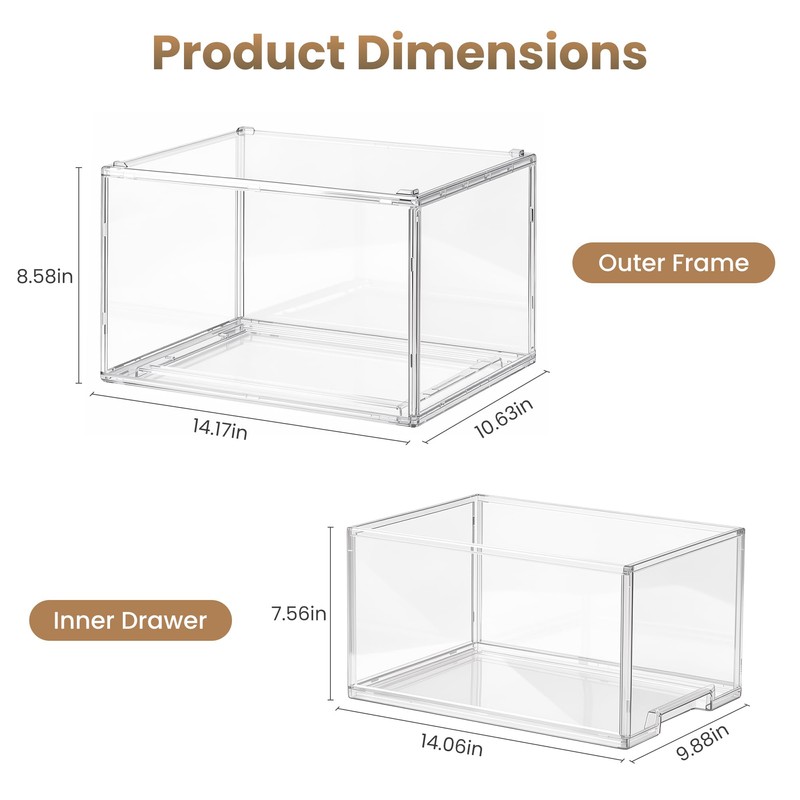 Large Clear Stackable Storage Drawers, 1 Pack Acrylic Organizer Bins