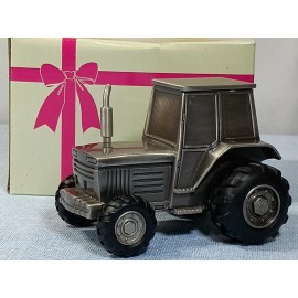 Creative Gifts International Tractor Bank Silver Farm Related Metal Vehicle