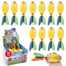 12 Pack Flying Foam Foam Missile Footballs with Tails, Sports Aero Pocket Flyers Toys for Kids Outdoor Backyard Activities, Games, Party Favors (9 Inches)
