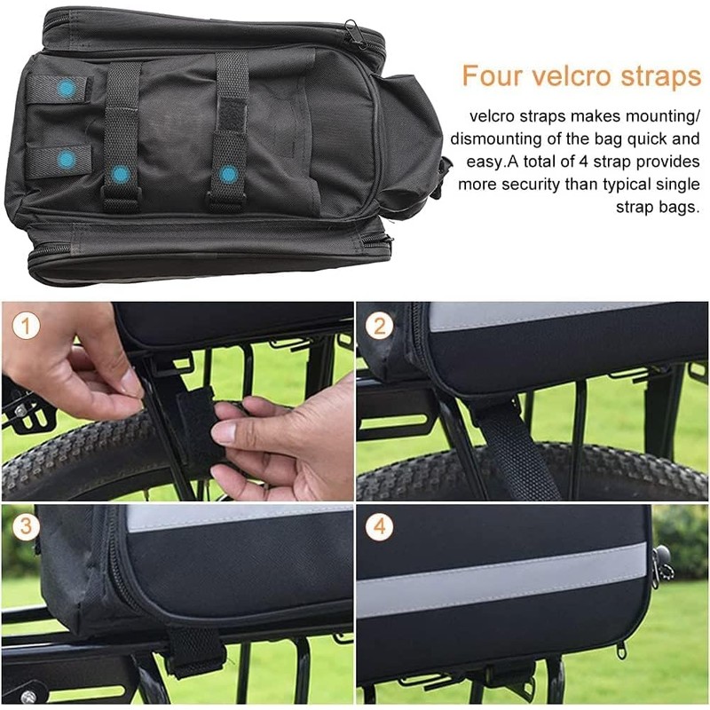KLERICER Bike Rear Rack Bag,10-25L Bicycle Trunk Bag with Rain