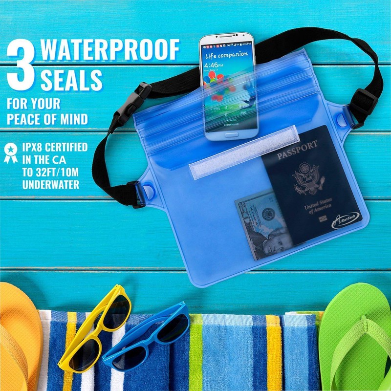 AiRunTech Waterproof Pouch with Waist Strap (2 Pack) | Best