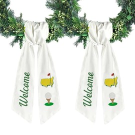 Ftuuo 2pcs White Wreath Sash for Front Door Sport Golf Wreaths Satin Sash Burlap Garland Ribbon Accessories for Wreath Yard Doorway Indoor Outdoor Bow Bridal Shower Home Decor,5.1 x 54.3