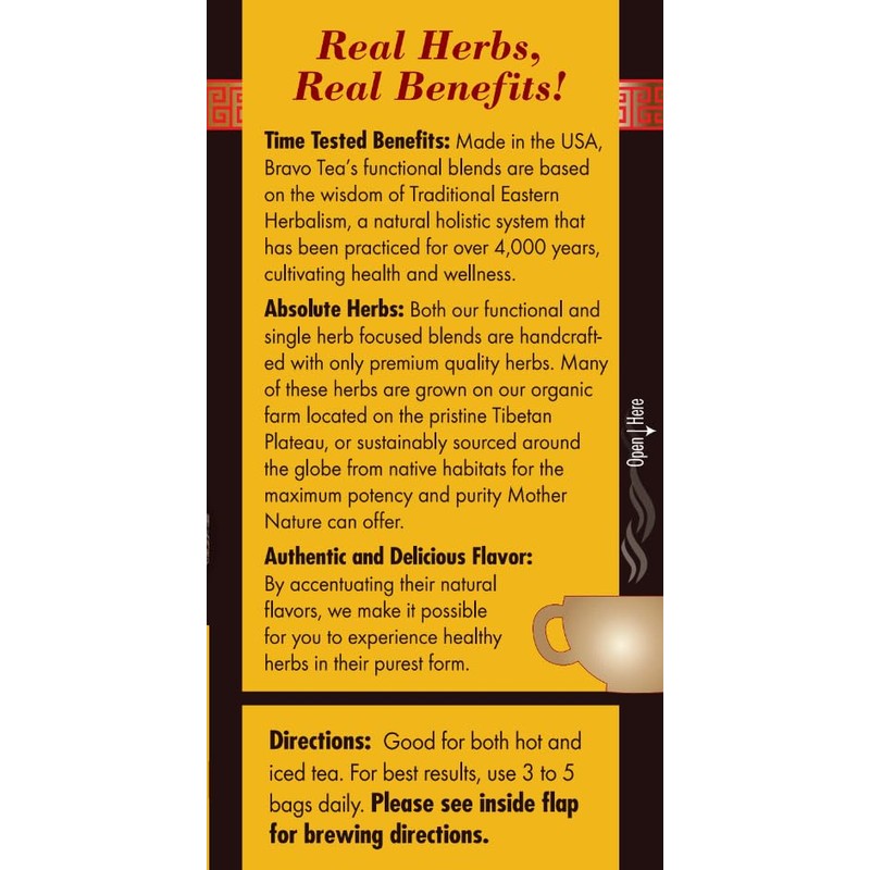 Bravo Tea Chaga Mushroom Herbal Tea Caffeine Free, 20 tea