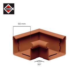 INEFA Gutter Angle 90 Degree Box-Shaped Inner Angle PVC NW68 / 68 mm Brown Bead Inside, Connector Gutter Accessories, Made in Germany