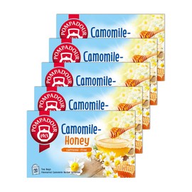 Pompadour Chamomile Honey Herbal Tea, 1 Box (0.05 oz (1.5 g) x 20 TB x 5 Piece Set