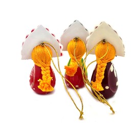 Needzo Assorted Color Hand Carved and Painted Russian Girls with Kokoshnik Christmas Ornament, 3 1/2 Inch, Pack of 3